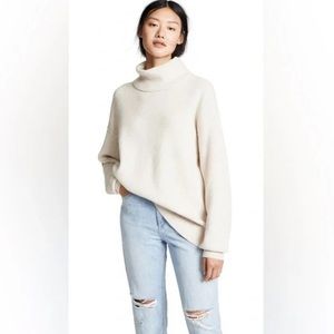Free People Cowl Neck Sweater Small  Cream/Oatmeal Ribbed Sweater